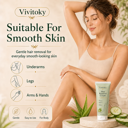 Vivitok Natural Gentle Hair Removal Cream | For Women & Men, Sensitive Skin