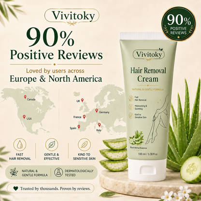 Vivitok Natural Gentle Hair Removal Cream | For Women & Men, Sensitive Skin