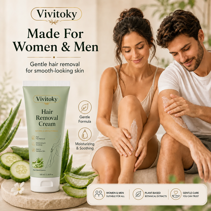 Vivitok Natural Gentle Hair Removal Cream | For Women & Men, Sensitive Skin