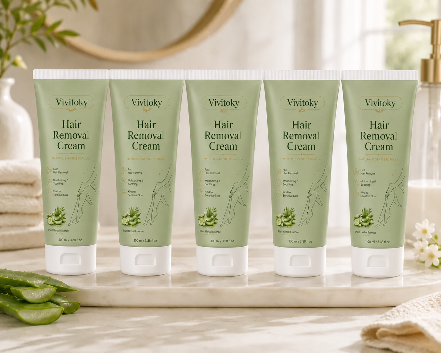 Vivitok Natural Gentle Hair Removal Cream | For Women & Men, Sensitive Skin