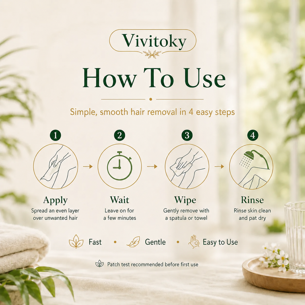 Vivitok Natural Gentle Hair Removal Cream | For Women & Men, Sensitive Skin