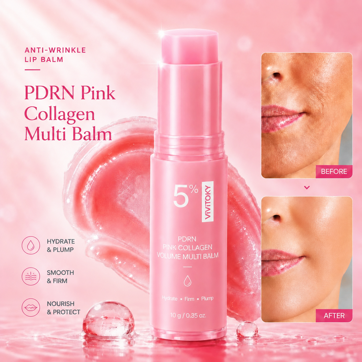 🔥LAST DAY 60% OFF Vivitoky Korean Pink CollagenVolume Multi Balm 💖