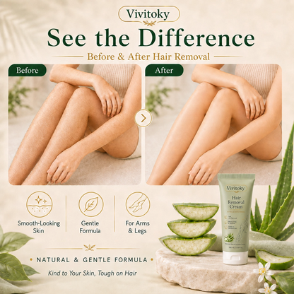 Vivitok Natural Gentle Hair Removal Cream | For Women & Men, Sensitive Skin